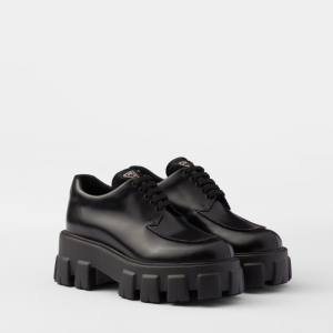 Brushed leather lace-up shoes