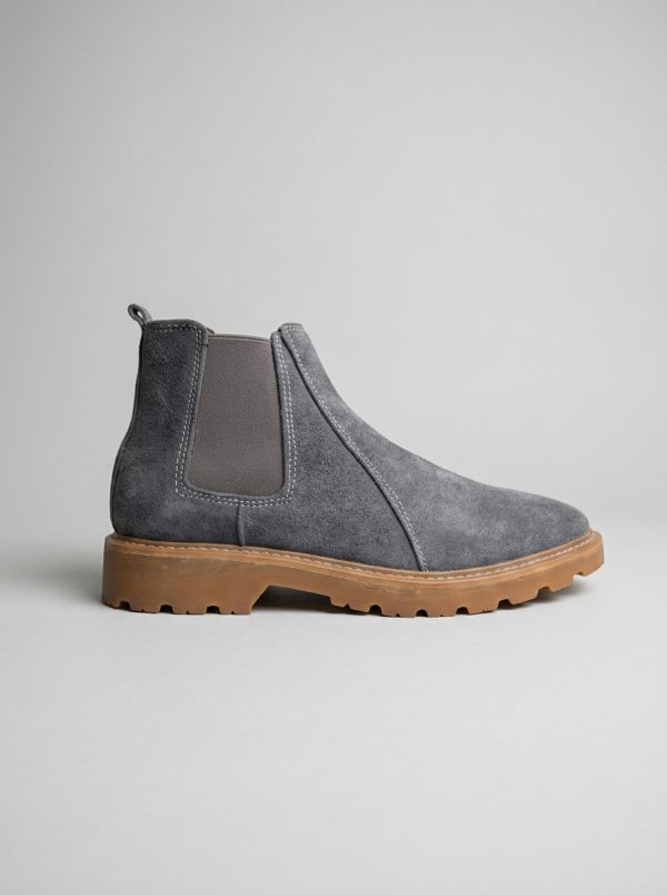 Ash Grey Genuine Suede Chelsea Boots – Premium Casual Ankle Boots