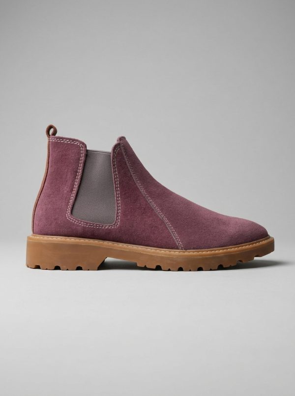 Vintage Wine Genuine Suede Leather Zip Boots – Premium Casual Ankle Boots