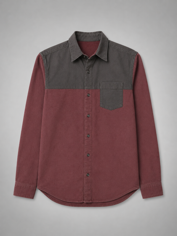 Maroon & Charcoal Contrast Panel Shirt