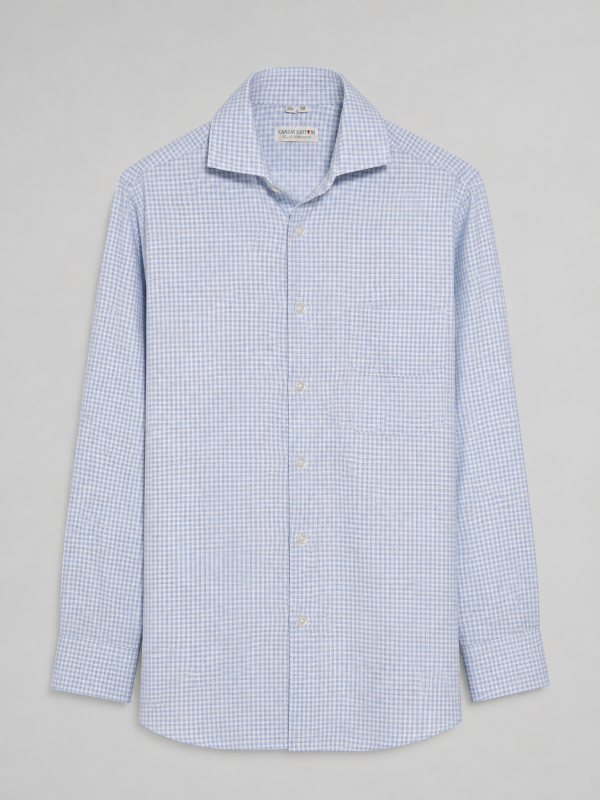 Sky Blue Mini Check Classic Formal Shirt