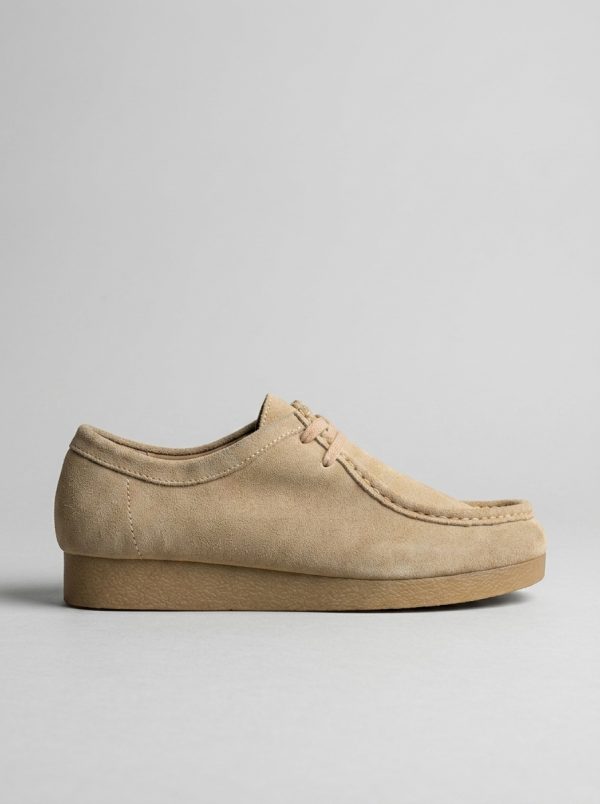 Classic Sand Suede Casual Moc Shoes – Minimal Lace-Up Comfort Walkers