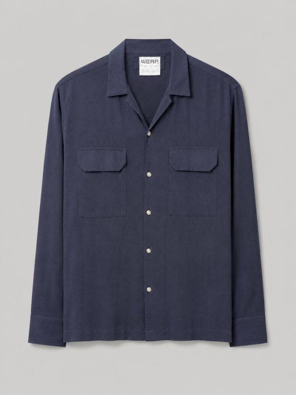 Midnight Navy Cuban Collar Utility Shirt