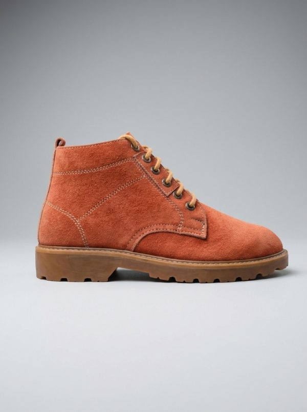 Rust Suede Utility Boots – Premium Lace-Up Casual Ankle Boots