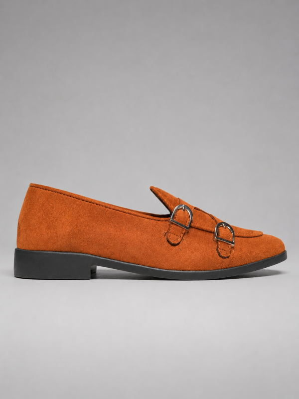 Men’s Burnt Orange Suede Double Monk Strap Loafers