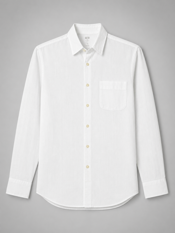 White Cotton Linen Formal Shirt